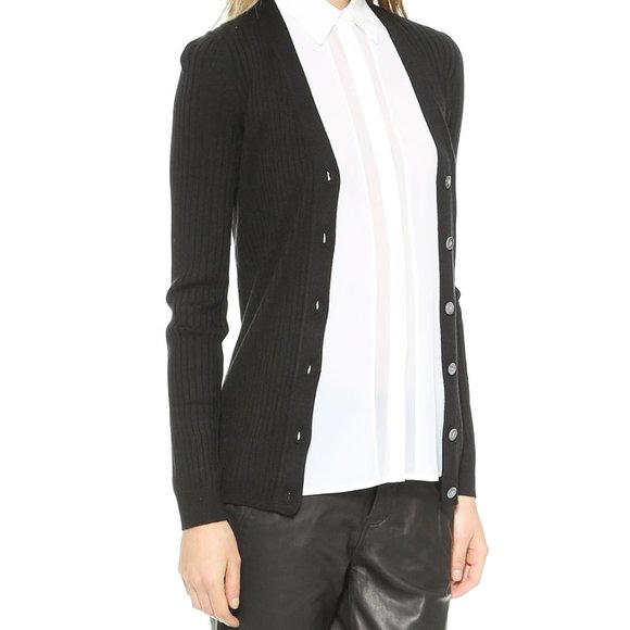 Vince Black 100% Cashmere Ribbed Cardigan - Picture 4 of 16